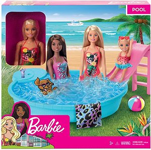 Boneca Barbie Piscina Glam Com Boneca GHL91 Mattel