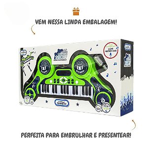 Piano Eletronico O Primeiro Grande Show Verde E Azul PE1806MV Unik