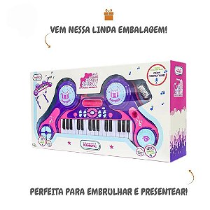 Piano Eletronico O Primeiro Grande Show Rosa E Roxo PE1806FRR Unik