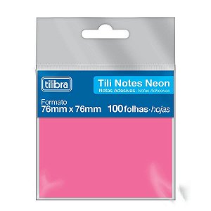 Bloco Adesivo Tili Notes 76x76mm Rosa Neon 100 Folhas Tilibra