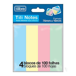 Bloco Adesivo Tili Notes 76x19mm Colorido 400 Folhas Tilibra