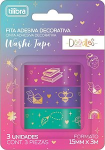 Fita Adesiva Washi Tape Doodles Com 3 Tilibra