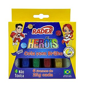 Cola Colorida Com Glitter  6 Cores 25g 2556 Radex
