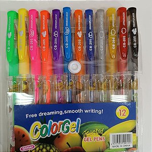 Estojo Caneta Gel 1.0mm Com 12 Cores Colorgel