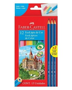 Lápis De Cor Ecolápis 12 Cores + 3 Lápis Grafite Faber Castell