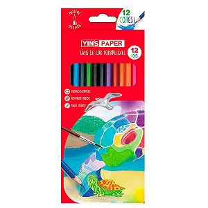 Lapis De Cor Aquarelavél Sextavado 12 Cores Yins Paper
