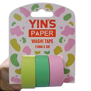 Fita Adesiva Washi Tape Candy Color 15mmx3m YP8126 Yins Paper