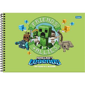 Caderno De Desenho Espiral Capa Dura Minecraft 80 Folhas Foroni
