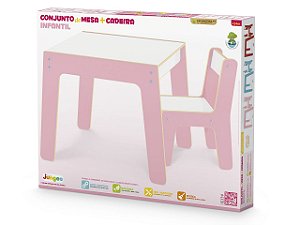 Conjunto De Mesa E Cadeira Infantil Rosa 990 Junges