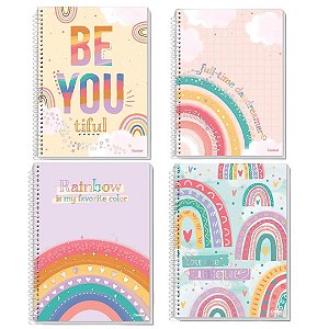 Caderno Espiral Capa Dura Arco-Iris 80 Folhas Credeal