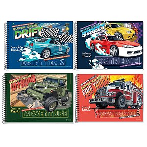 Caderno De Desenho Espiral Capa Dura Super Cars 80 Folhas Credeal