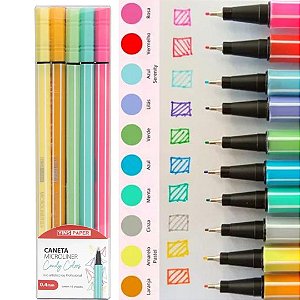 Estojo Caneta Fineliner Candy Colors 0.4mm 10 Cores Yins Paper