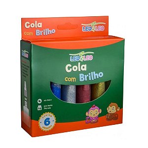 Cola Colorida Com Glitter 6 Cores 25g 4367 Leonora