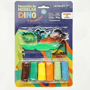 Massinha De Modelar Dino 6 Cores E 5 Moldes 73536 Leonora