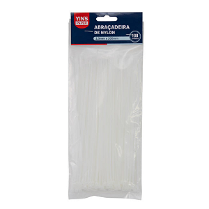 Abraçadeira Nylon Branca 2,5x100mm Com 100 Unidades YP7363 Yins