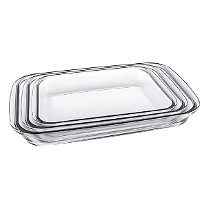 Conjunto De Assadeira Retangular Clear Com 3 Peças CXKP-L3 Diamonds