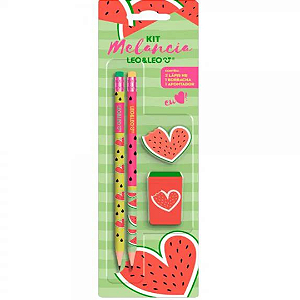 Kit Lápis Hb Apontador E Borracha Melancia 72177 Leonora