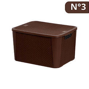 Caixa Organizadora Rattan Marrom Café N°3 2064 Plasnew