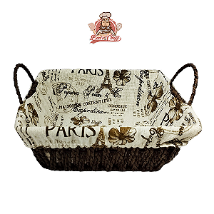 Cesta Aramado Quadrado Com Alça E Forro Paris BC23259 Bons Cheff