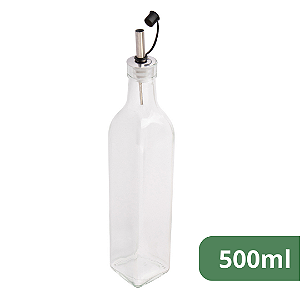 Azeiteiro De Vidro Com Bico Dosador Inox 500ml CK6476 Clink