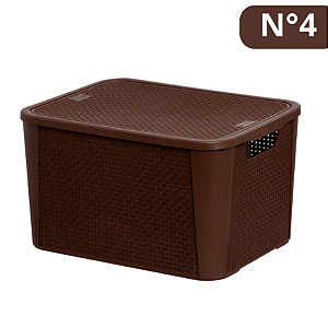 Caixa Organizadora Rattan Marrom Café N°4 2074 Plasnew