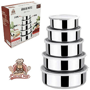 Conjunto De Potes Inox Com 5 Peças BC23393 Bons Cheff