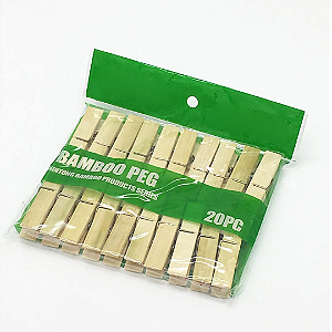 Prendedor De Roupa De Bambu Peg Com 20 Peças Almega