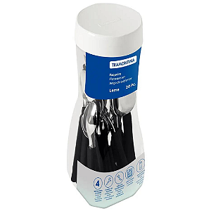 Conjunto De Talher Inox Leme Preto 20 Peças 23198/018 Tramontina