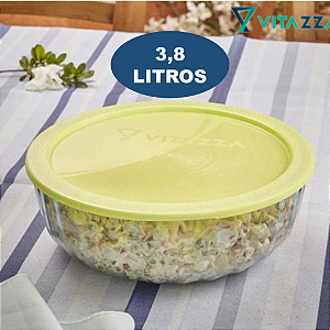 Tigela De Vidro Com Tampa Oceani 3,8 Litros Vitazza