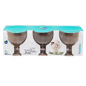 Conjunto De Taça Sobremesa Paulista 400ml Com 3 Peças Nadir