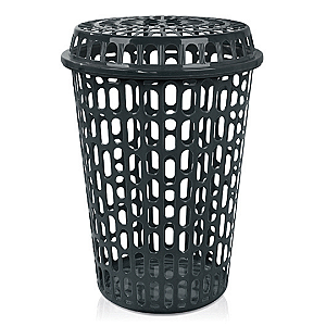 Cesto Telado Com Tampa Preto 60 Litros Arqplst