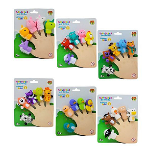 Fantoches De Dedo Com 5 Animais Babys DMT6818 Dm Toys