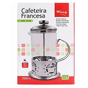 Cafeteira Francesa De Vidro E Inox 350ml IXB09005 Wincy