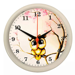 Relógio De Parede Redondo Coruja 25cm PLA-112 Plasfort