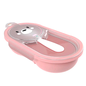 Conjunto De Alimentacao Papinha Urso Rosa 240ml 16627 Plasútil