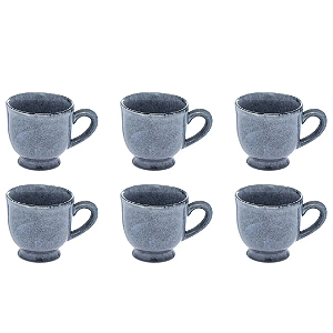 Conjunto De Xícaras Glaze Cinza 100ml Com 6 Peças  JGXC089 Hauskraft