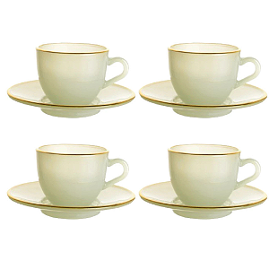 Conjunto De Xícaras Com Borda Dourada Premium 8 Peças Hauskraft