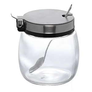 Açucareiro De Vidro Com Tampa De Inox E Colher Hollie 220ml A322 Western