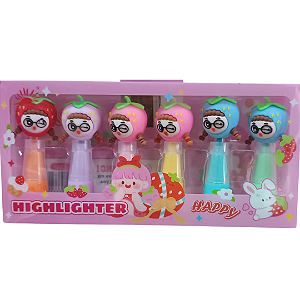 Mini Marca Texto Frutinhas Happy 6 Cores MD-332