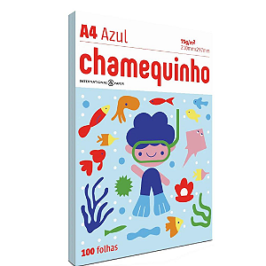 Papel Sulfite A4 Azul 100 Folhas Chamequinho