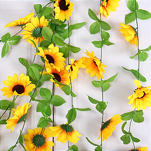 Corrente De Girassol Médio 14 Flores Artificiais E/1289