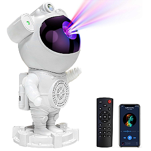 Projetor Galáxia Bluetooth Astronauta Luzes E Estrelas 110v/220v