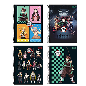 Caderno Espiral Capa Dura Demon Slayer 80 Folhas Tilibra
