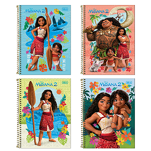 Caderno Espiral Capa Dura Connect Moana 80 Folhas Tilibra