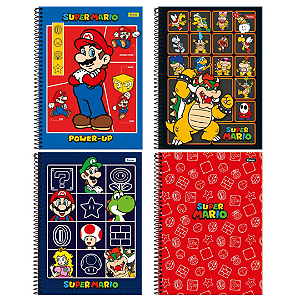 Caderno Espiral Capa Dura Mario Bros 80 Folhas Foroni