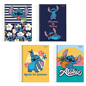 Caderno Espiral Capa Dura Stitch 80 Folhas Starschool
