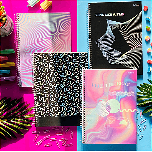 Caderno Espiral Capa Dura Pequeno Gradiente 80 Folhas Starschool