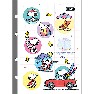 Refil Tiliflex Para Caderno Argolado Colegial Snoopy 80 Folhas Tilibra