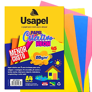 Papel Criativo Neon A4 85g/m² 45 Folhas UP25064 Usapel