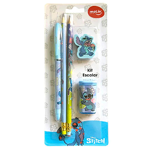 Kit Escolar Lápis Caneta Apontador E Borracha Stitch 31315 Molin